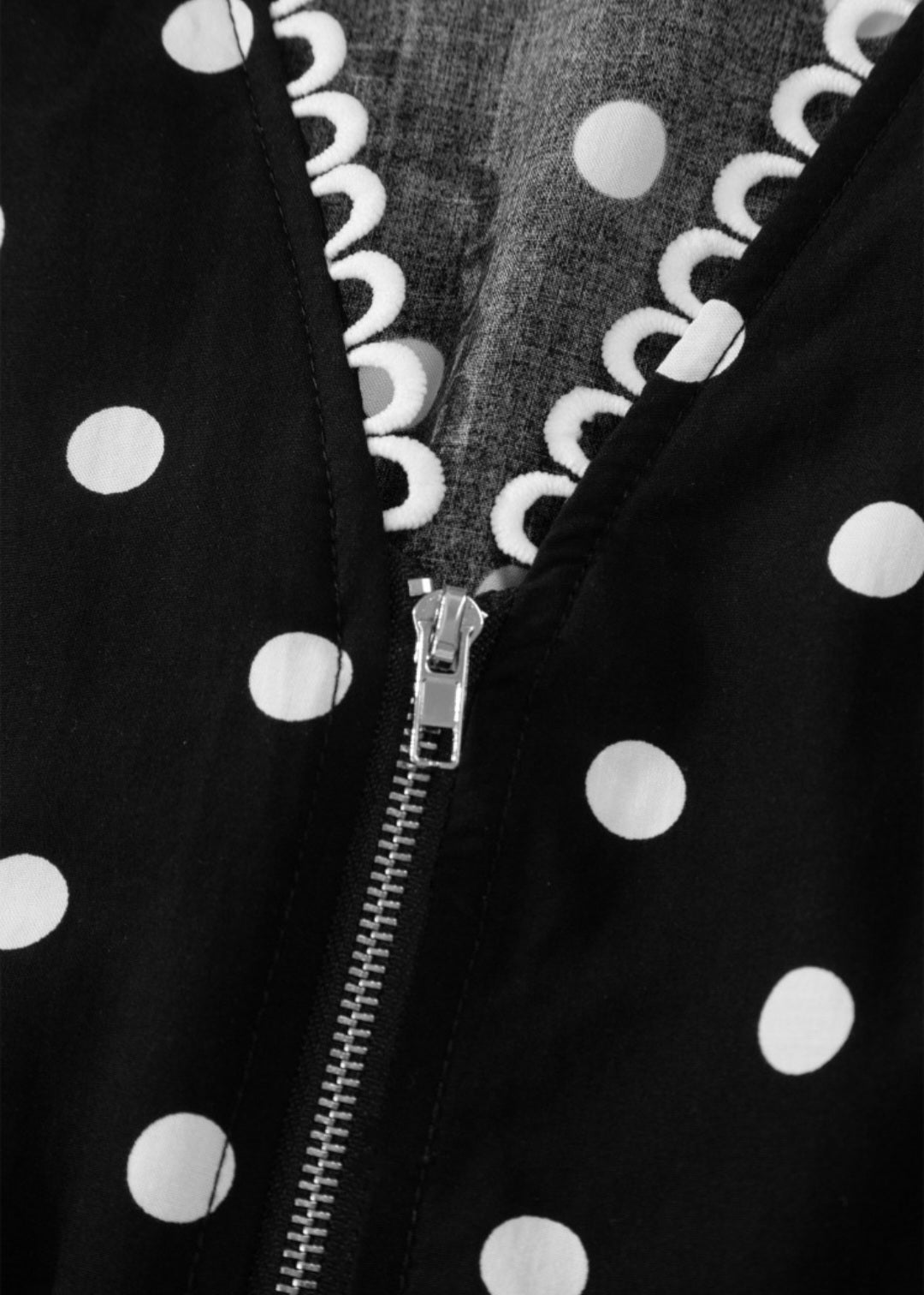 Polka Dot Smocked Waist Zip Up Maxi Dress *PREORDER*