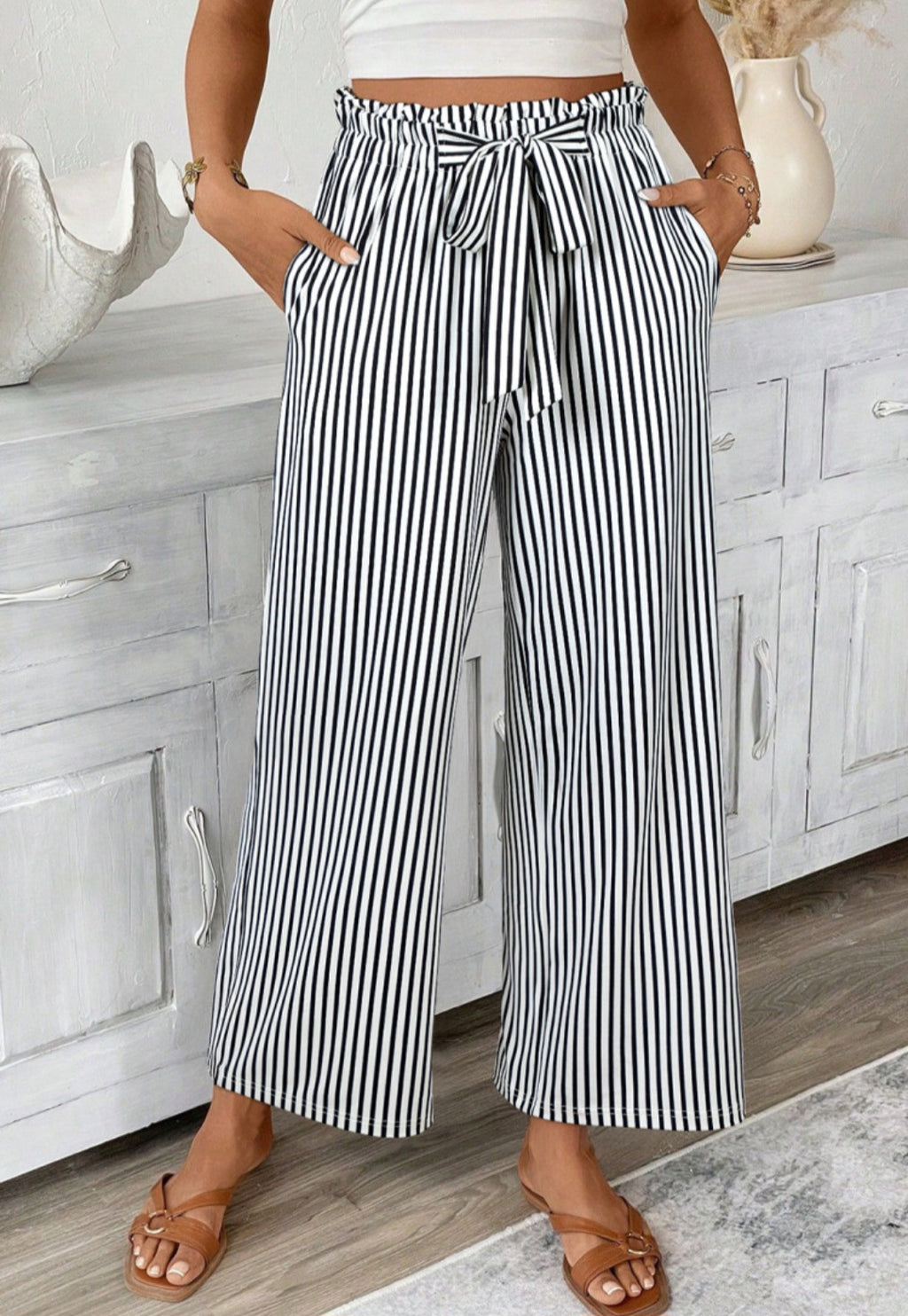 Black Stripe Highwaisted Pull-On Pant *PREORDER*