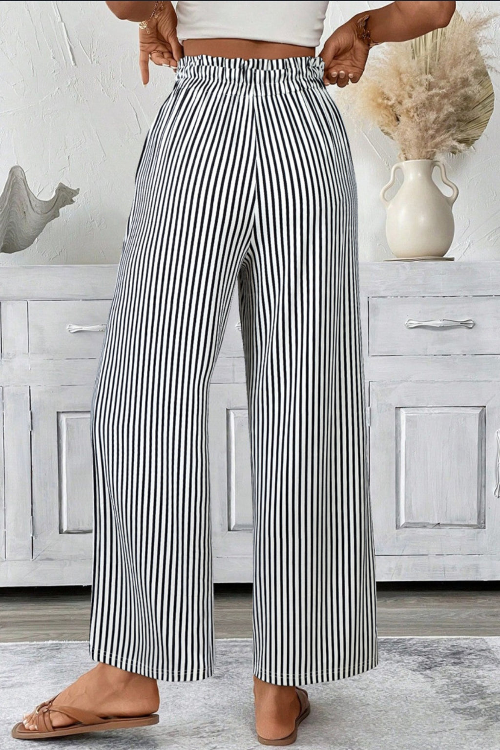 Black Stripe Highwaisted Pull-On Pant *PREORDER*