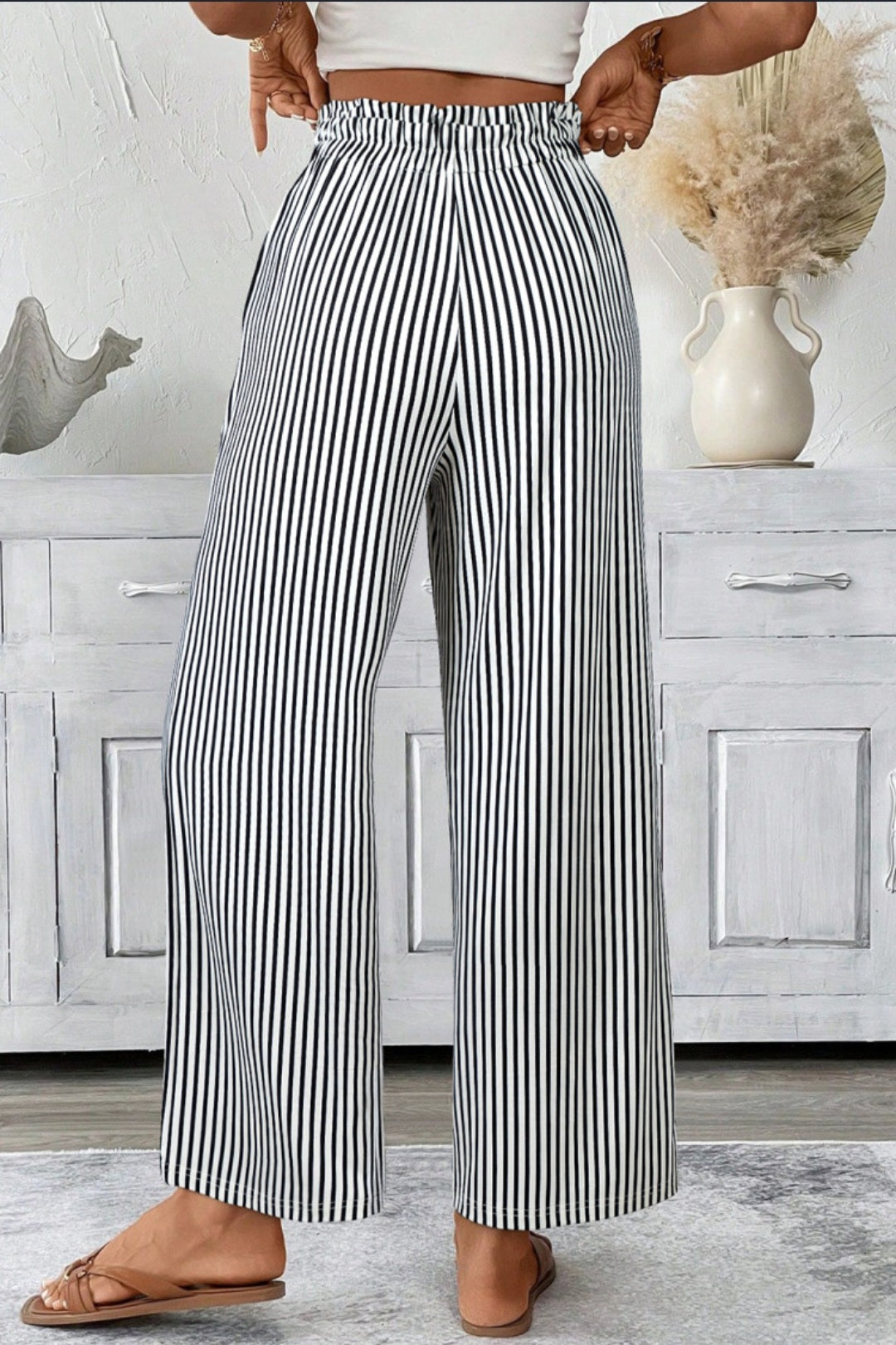 Black Stripe Highwaisted Pull-On Pant *PREORDER*