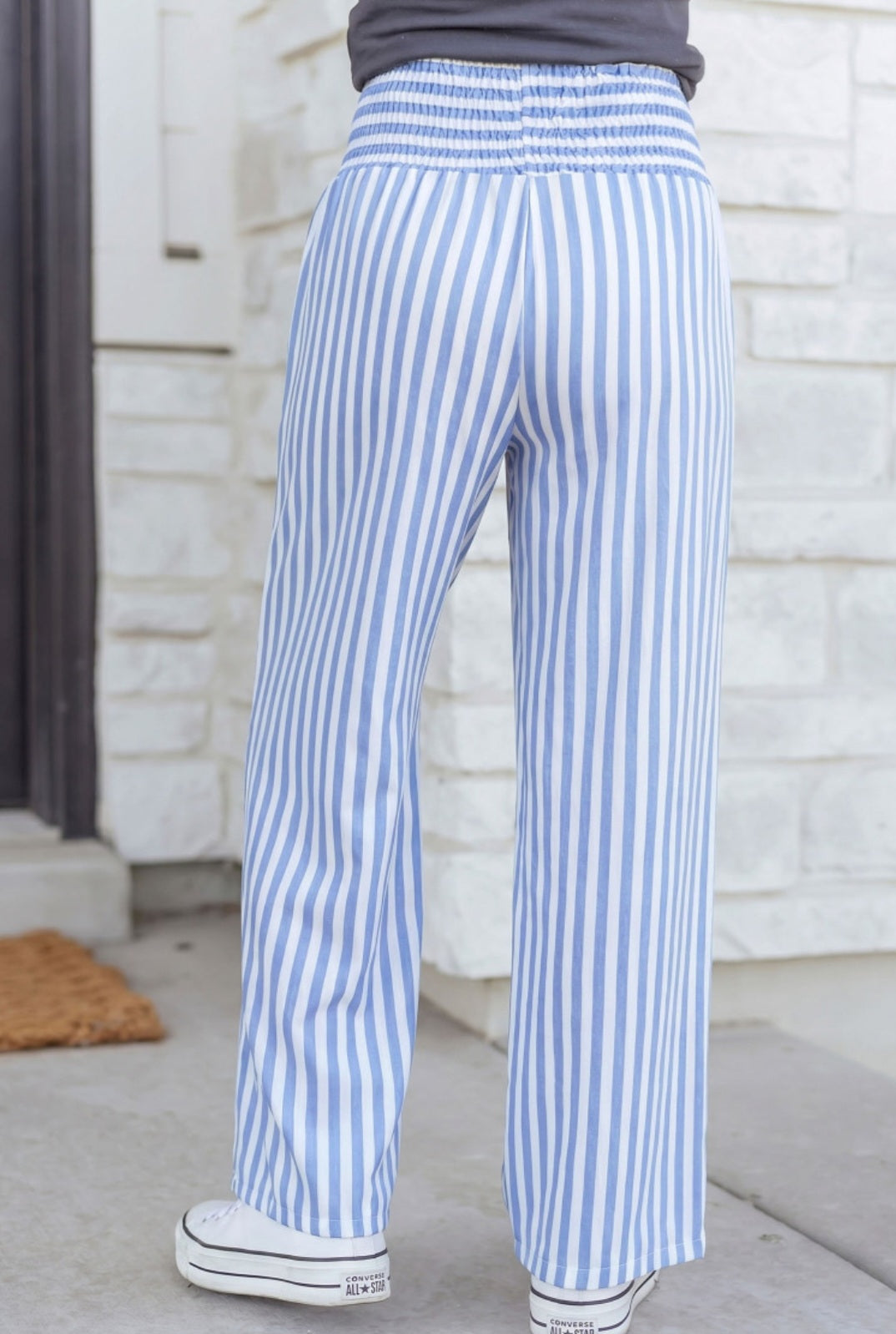 Sky Blue Stripe Smocked Waist Pant *PREORDER*