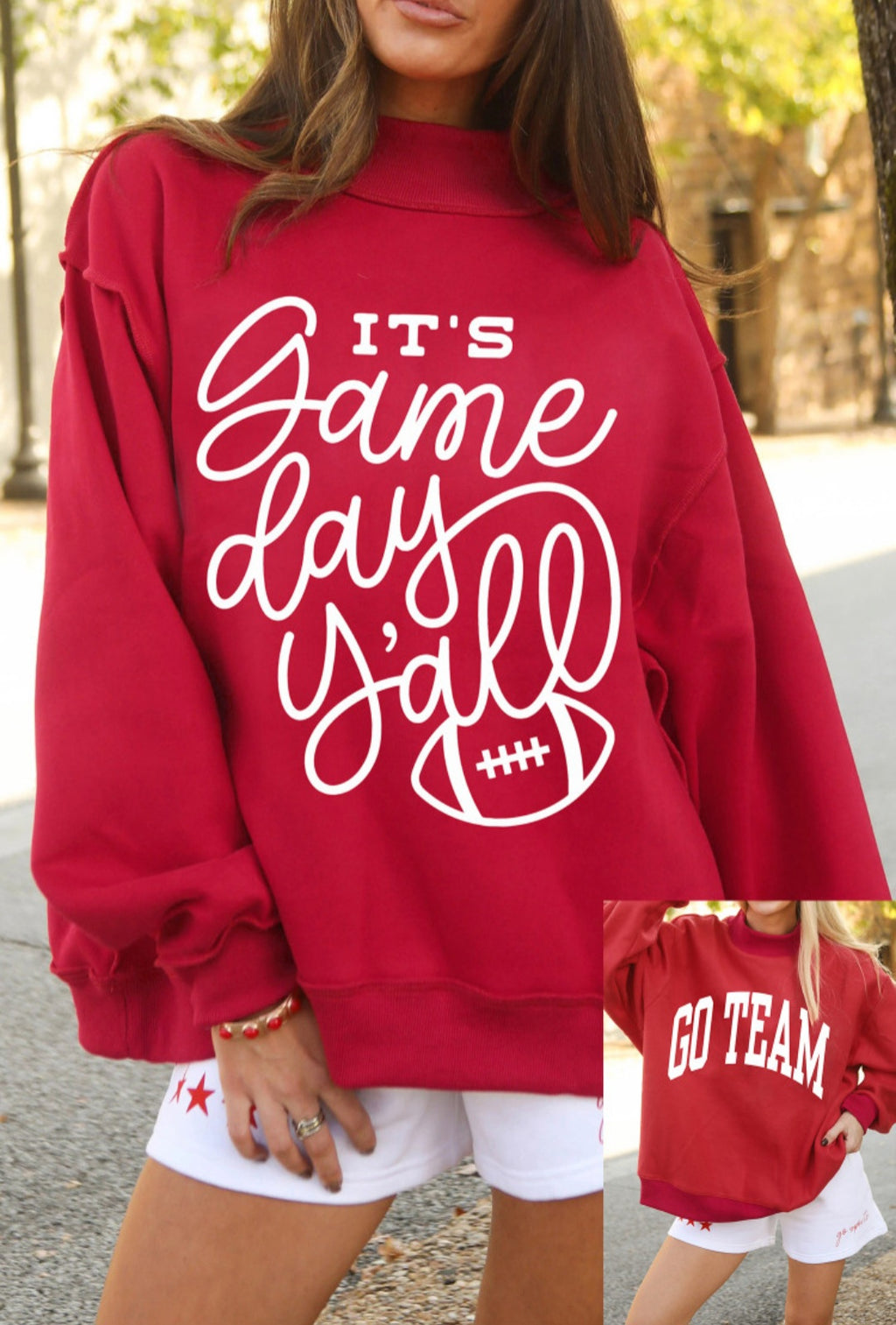 Double Sided Reversible Mock Neck Pullover Red *PREORDER*