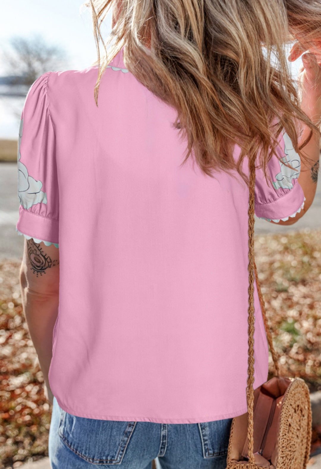 Floral Ric Rac Puff Sleeve Blouse *PREORDER*