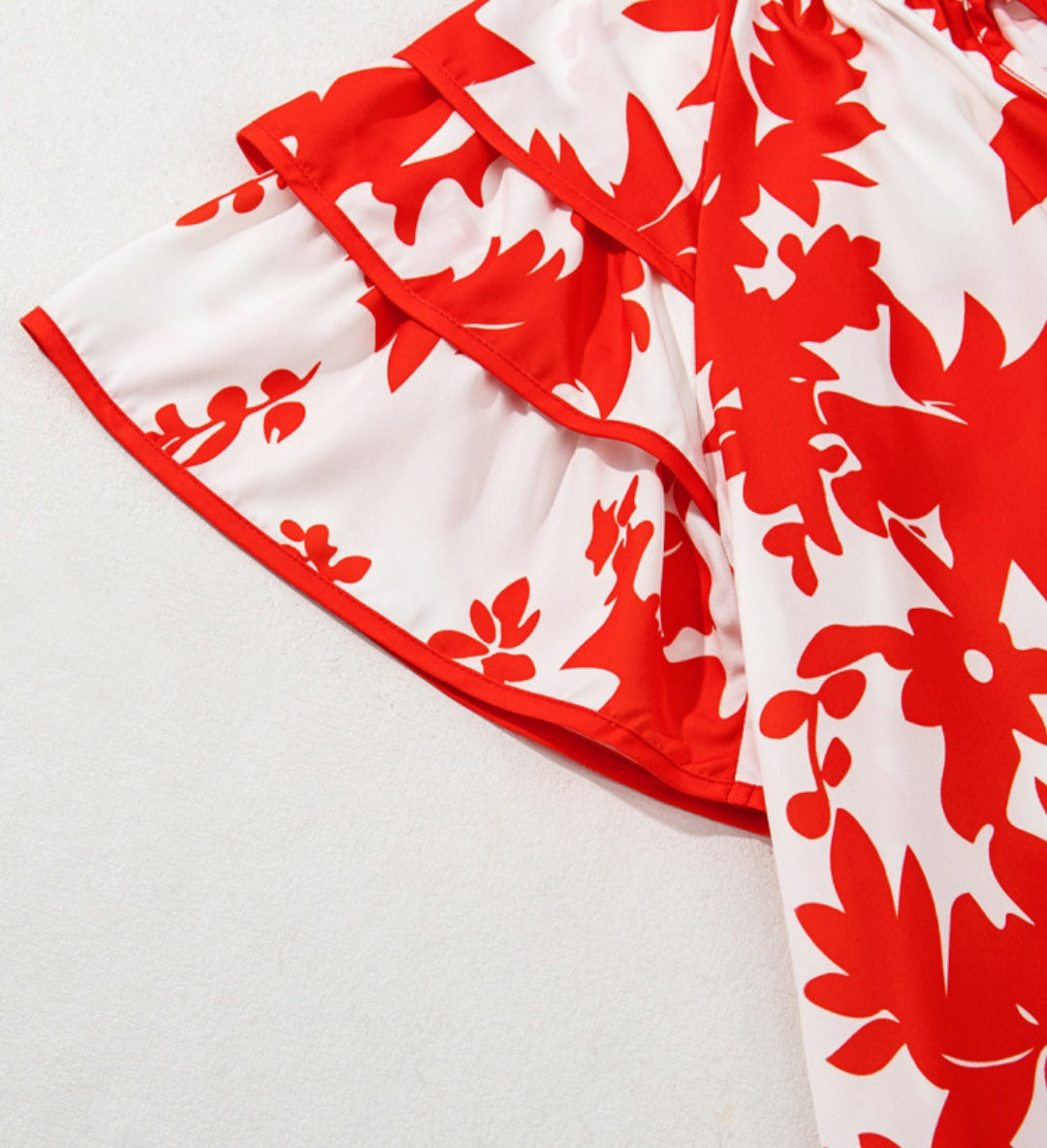Red Leaf Ruffle Sleeve Blouse *PREORDER*