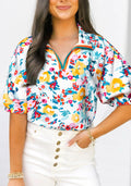 Summer Floral Puff Sleeve V-Neck *PREORDER*