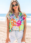Colorful Leopard Flutter Sleeve Top *PREORDER*