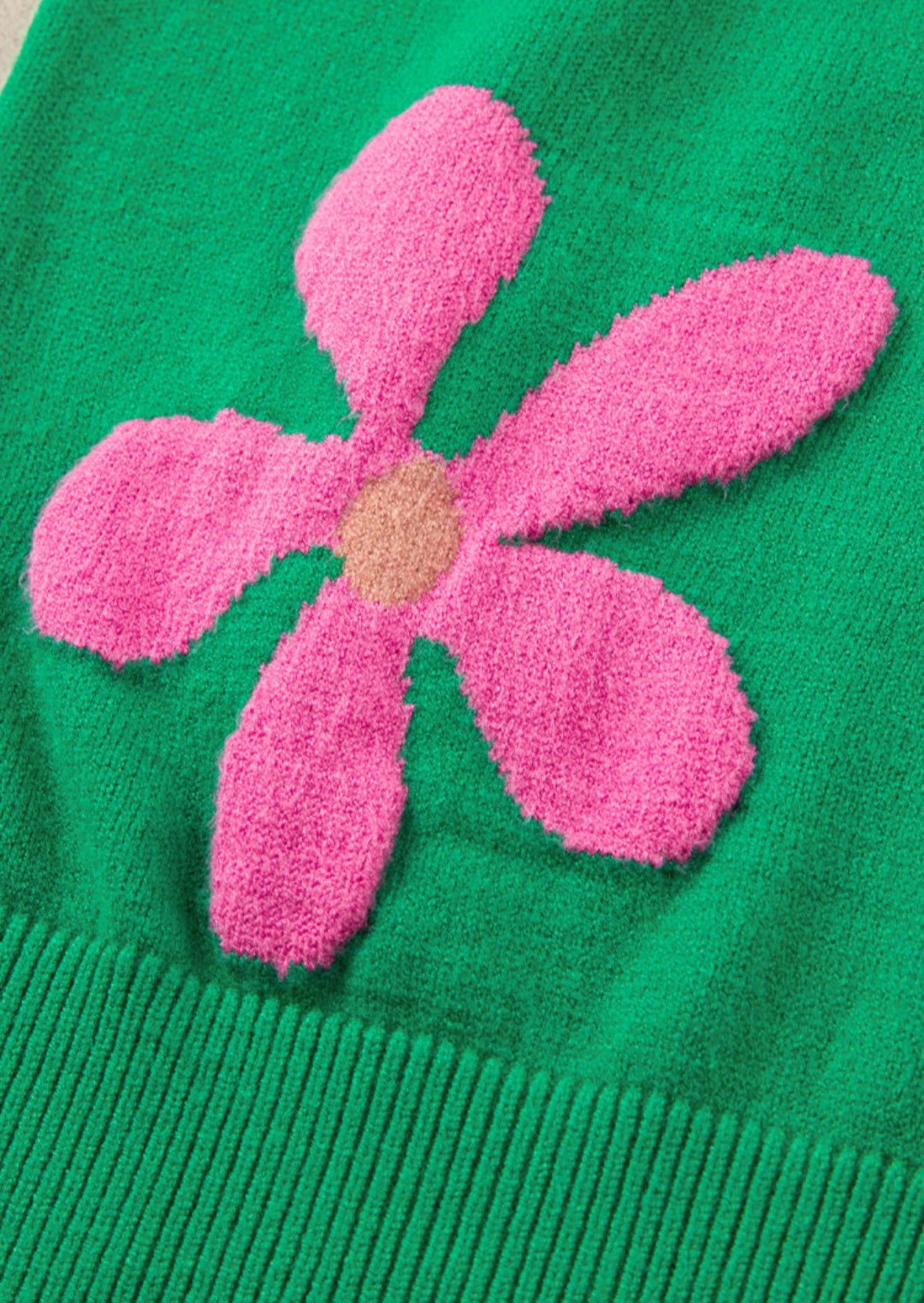 Bright Green Flower Short Sleeve Sweater *PREORDER*