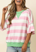Exposed Seam Pink Stripe Top *PREORDER*