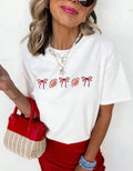 Embroidered Football Bows Tri-Blend Tee *PREORDER*