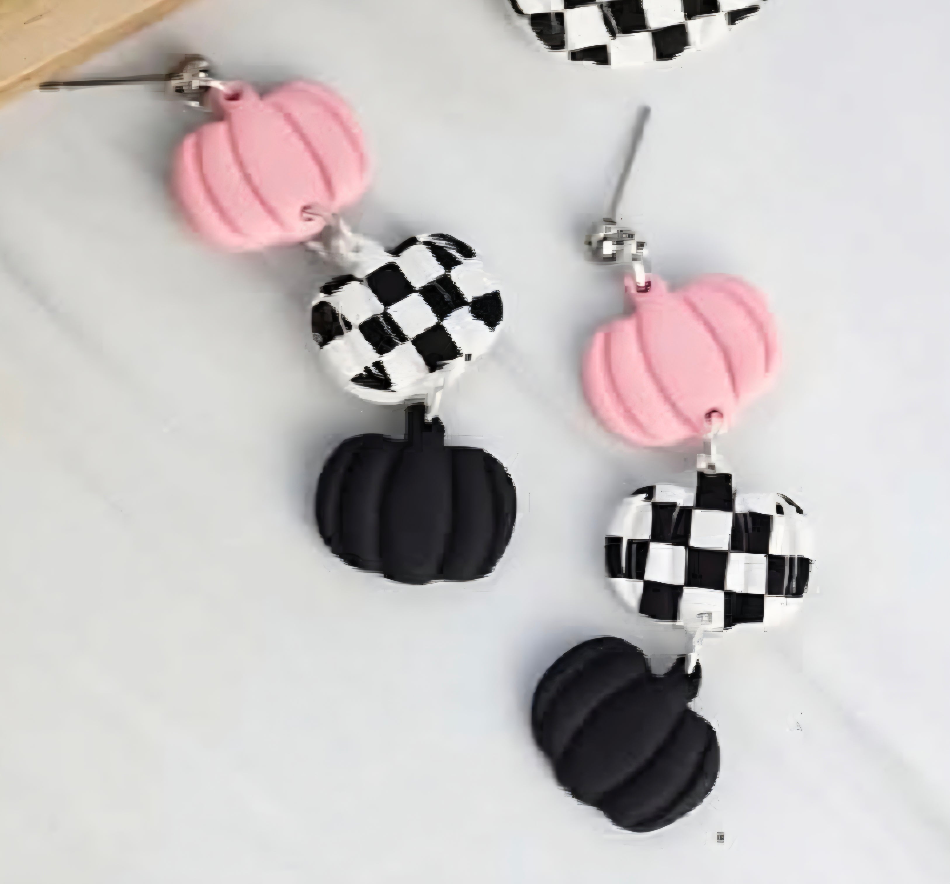 Checkered Pumpkin Trio Dangles