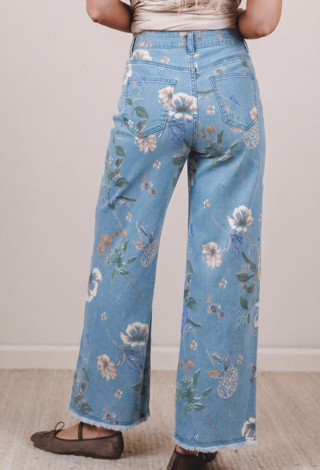 Blue Floral Print Jean *PREORDER*
