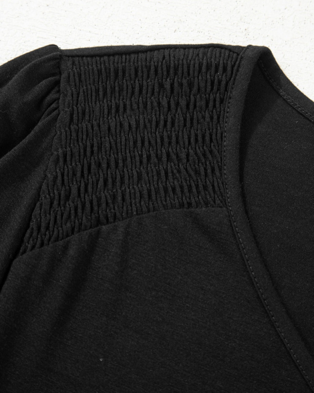 Smocked Shoulder LS Top Black *PREORDER*