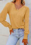 Smocked Shoulder LS Top Maize *PREORDER*