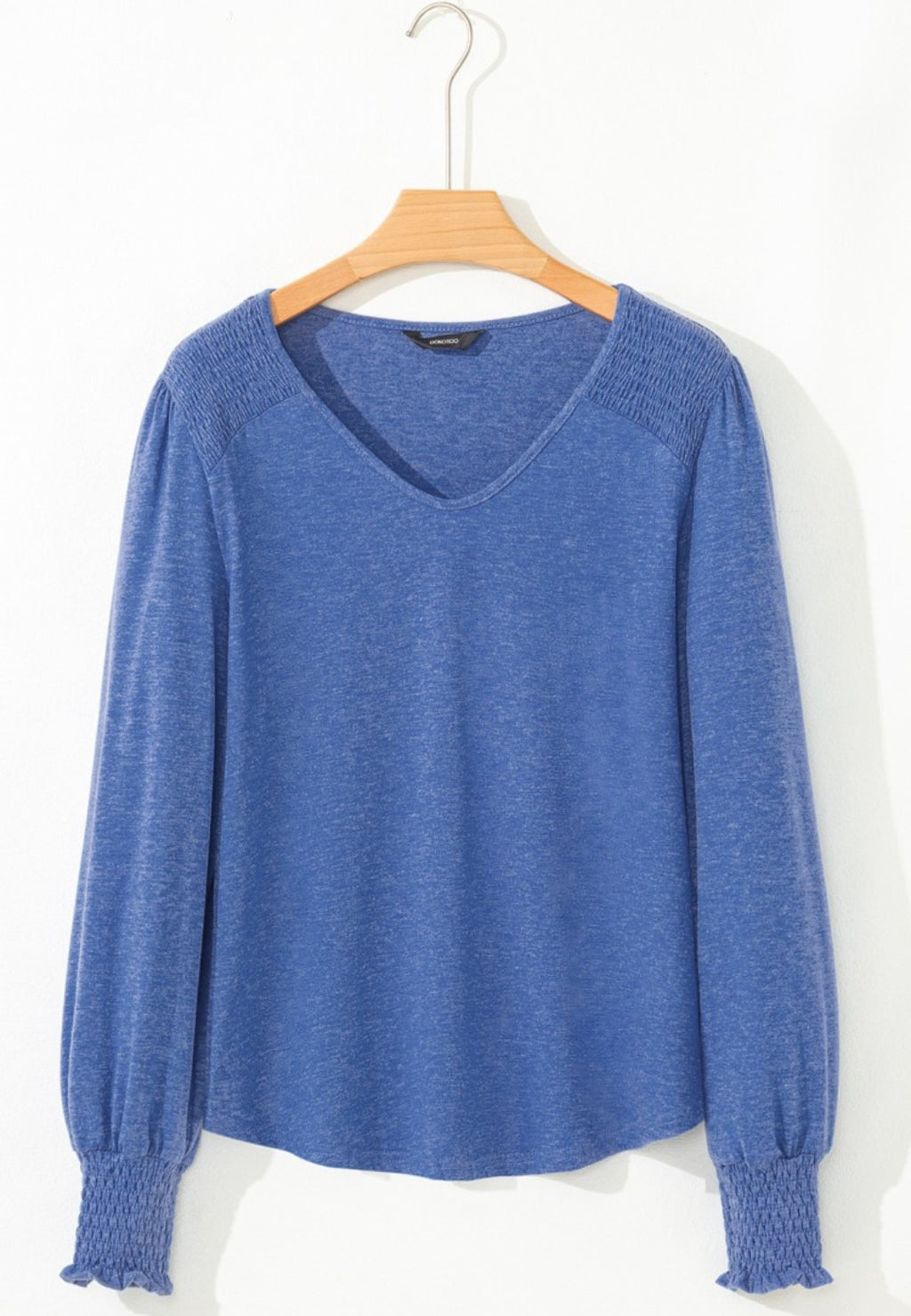 Smocked Shoulder LS Top Blue *PREORDER*