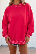 Polka Dot Mock Neck Pullover Red *PREORDER*