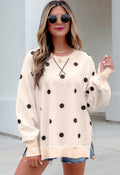 Beige Polka Dot Split Hem Tunic *PREORDER*