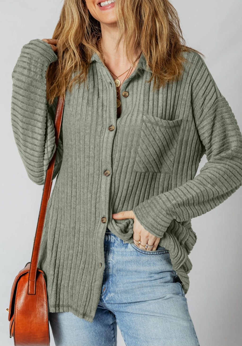 Thermo Ribbed Soft Button Shacket *PREORDER*