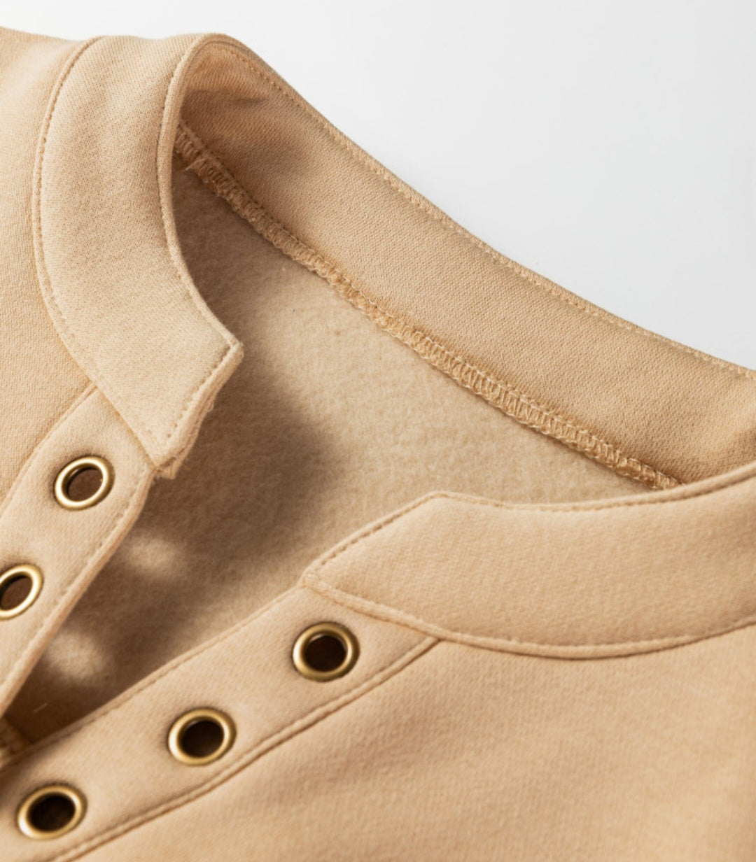 Grommet Neckline French Beige Sweatshirt *PREORDER*