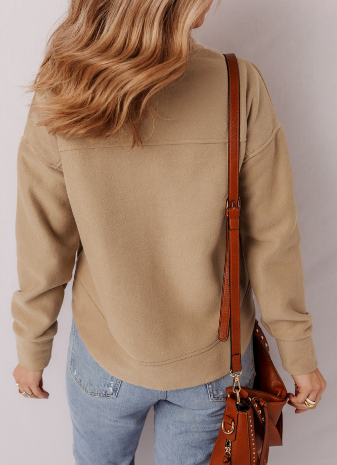 Grommet Neckline French Beige Sweatshirt *PREORDER*