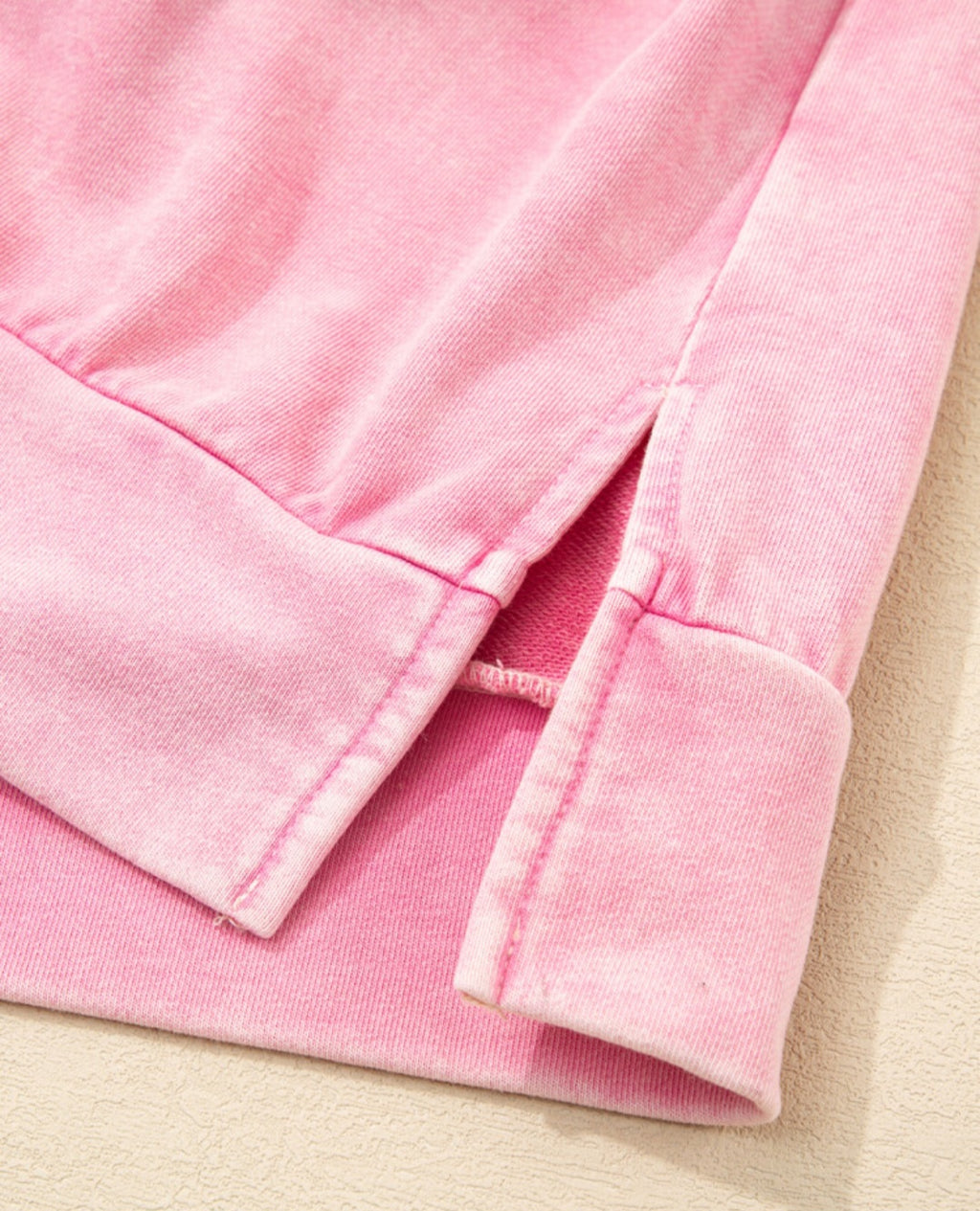 Mineral Wash Waffle Bow Applique Pullover Pink *PREORDER*