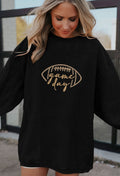 Embroidered Black Corded Oversized Pullover *PREORDER*
