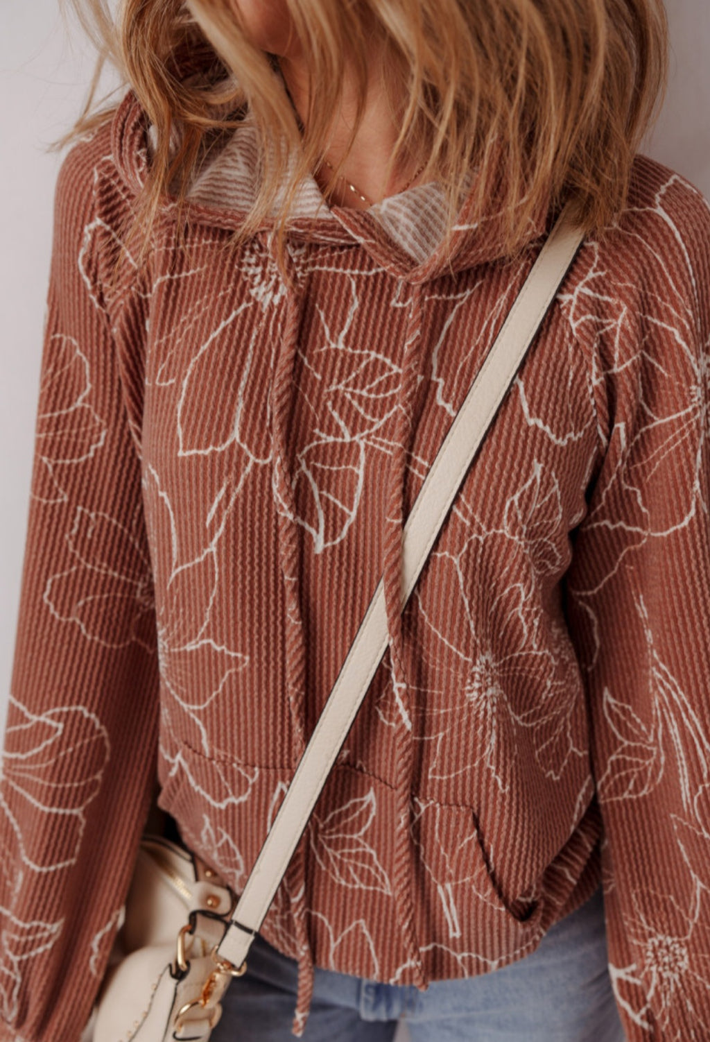Fall Flower Ribbed Hoodie *PREORDER*