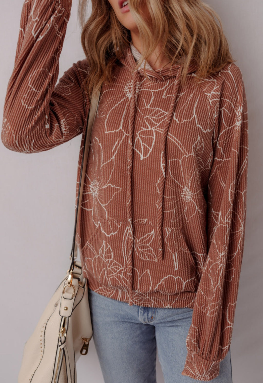 Fall Flower Ribbed Hoodie *PREORDER*