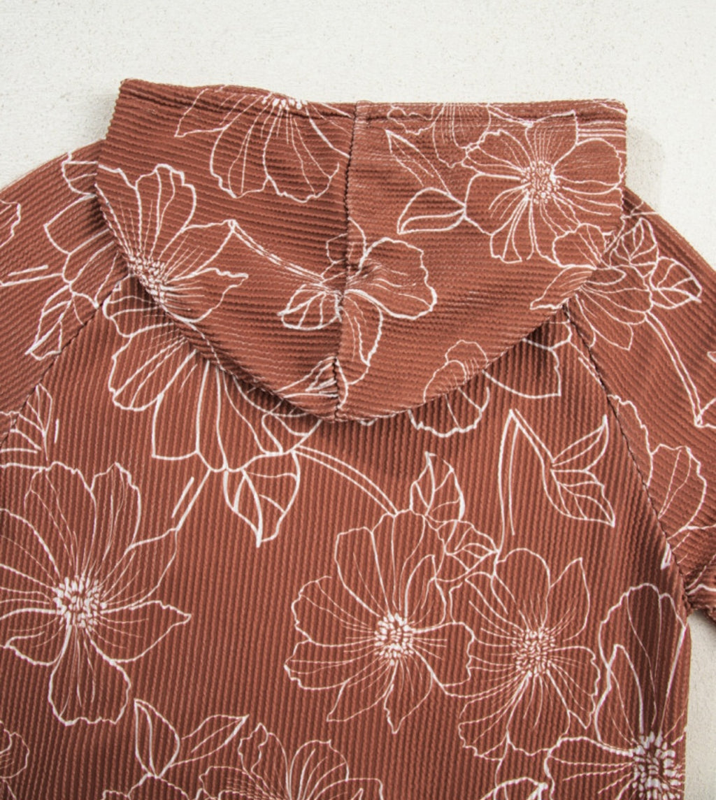 Fall Flower Ribbed Hoodie *PREORDER*
