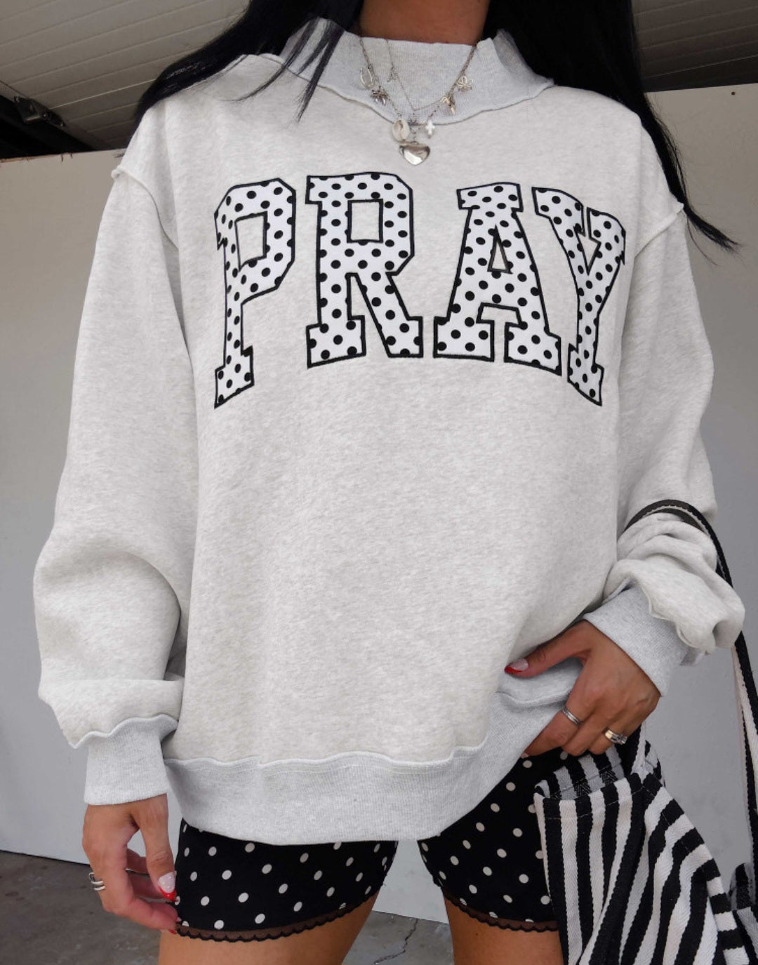 Applique PRAY Mock Neck Grey *PREORDER*