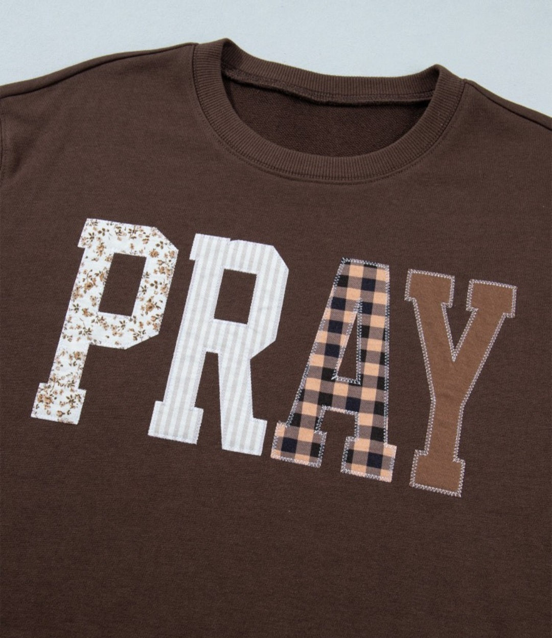 Applique PRAY Brown Pullover *PREORDER*