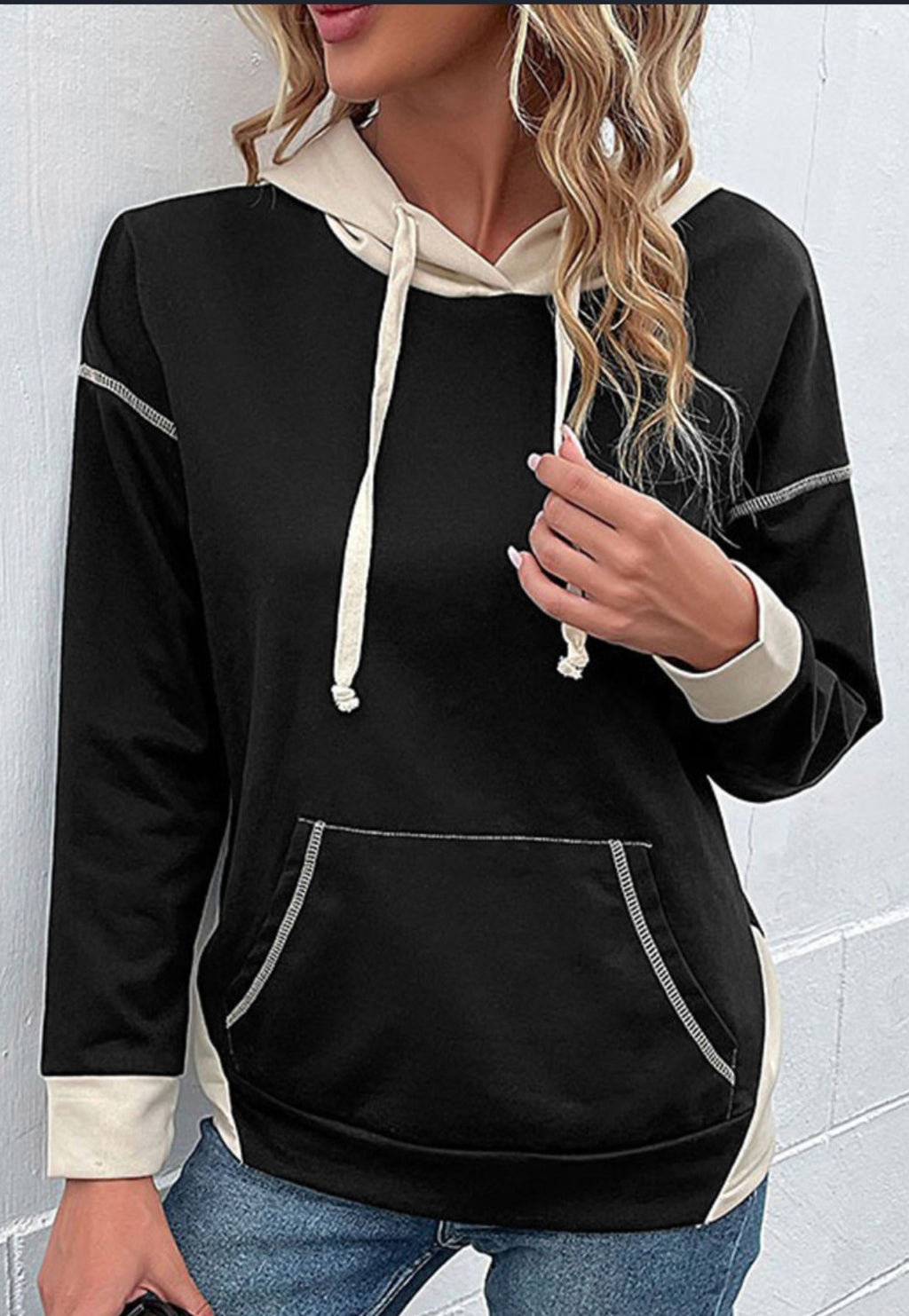 Black Cream Colorblock Hoodie *PREORDER*
