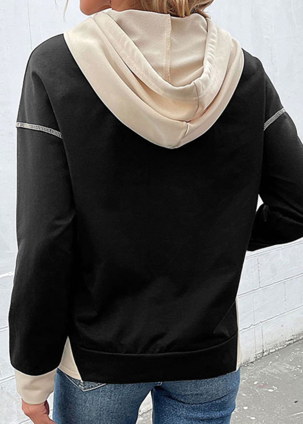 Black Cream Colorblock Hoodie *PREORDER*