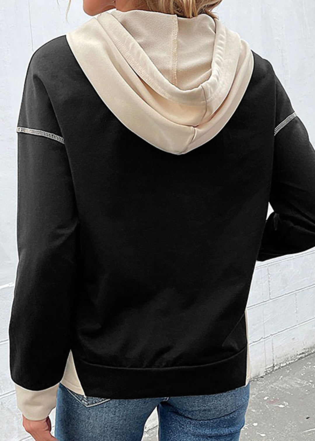 Black Cream Colorblock Hoodie *PREORDER*