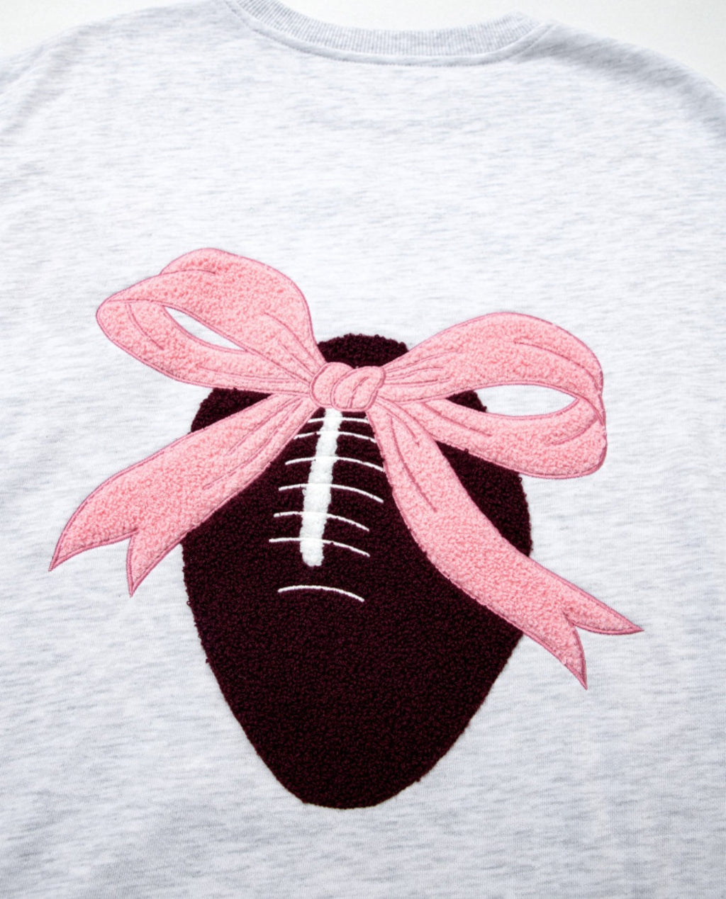 Chenille Embroidered Front/Back Football with Pink Bow Pullover *PREORDER*