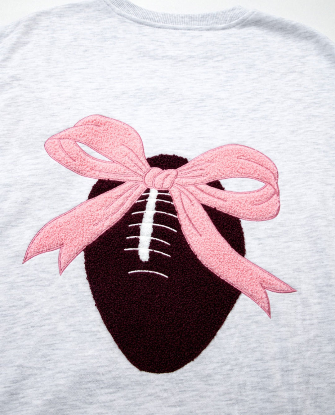Chenille Embroidered Front/Back Football with Pink Bow Pullover *PREORDER*