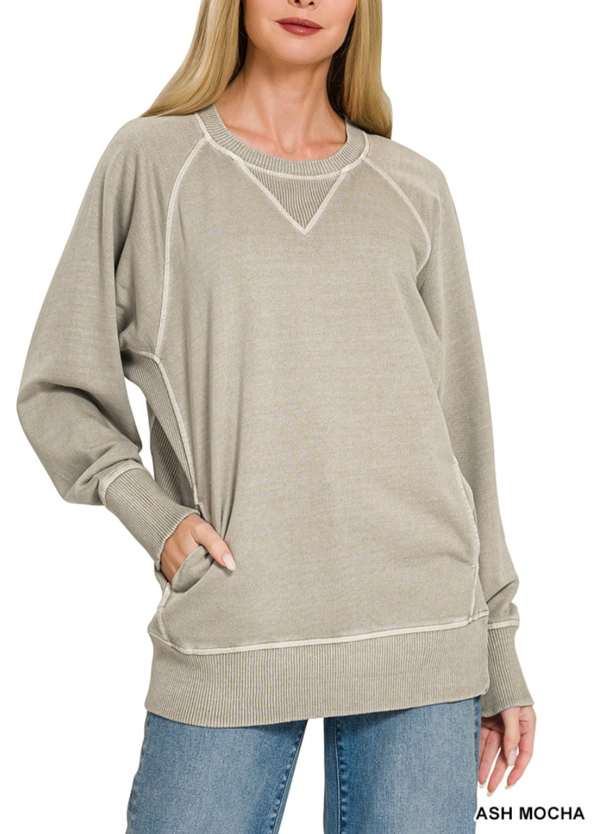 Oversized Pigment Dyed Pocket Pullover *PREORDER*
