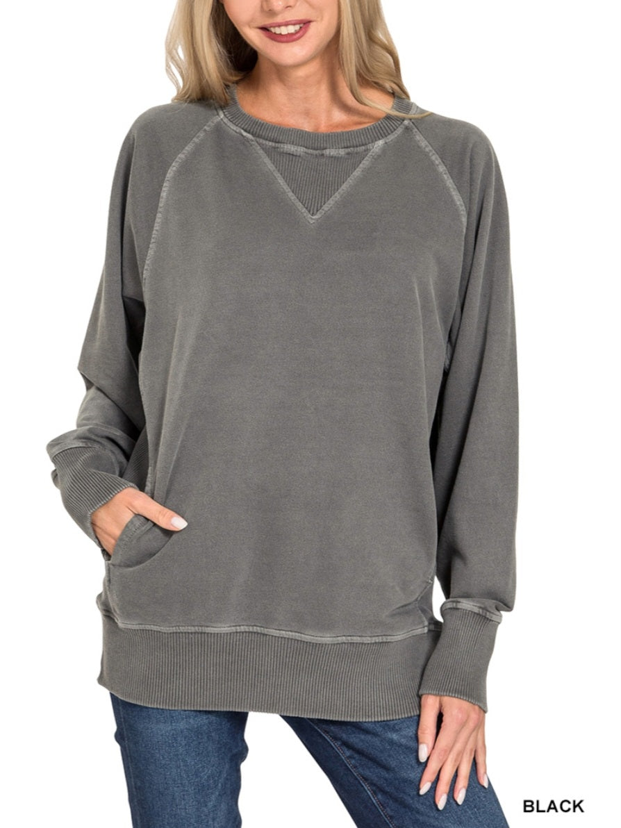 Oversized Pigment Dyed Pocket Pullover *PREORDER*
