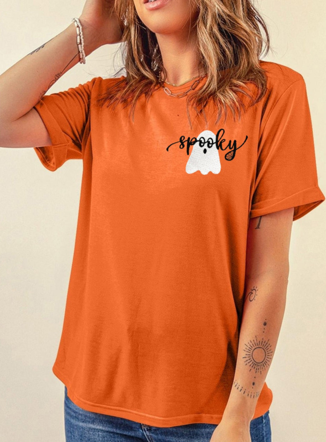 Spooky Orange Embroidered Tee *PREORDER*