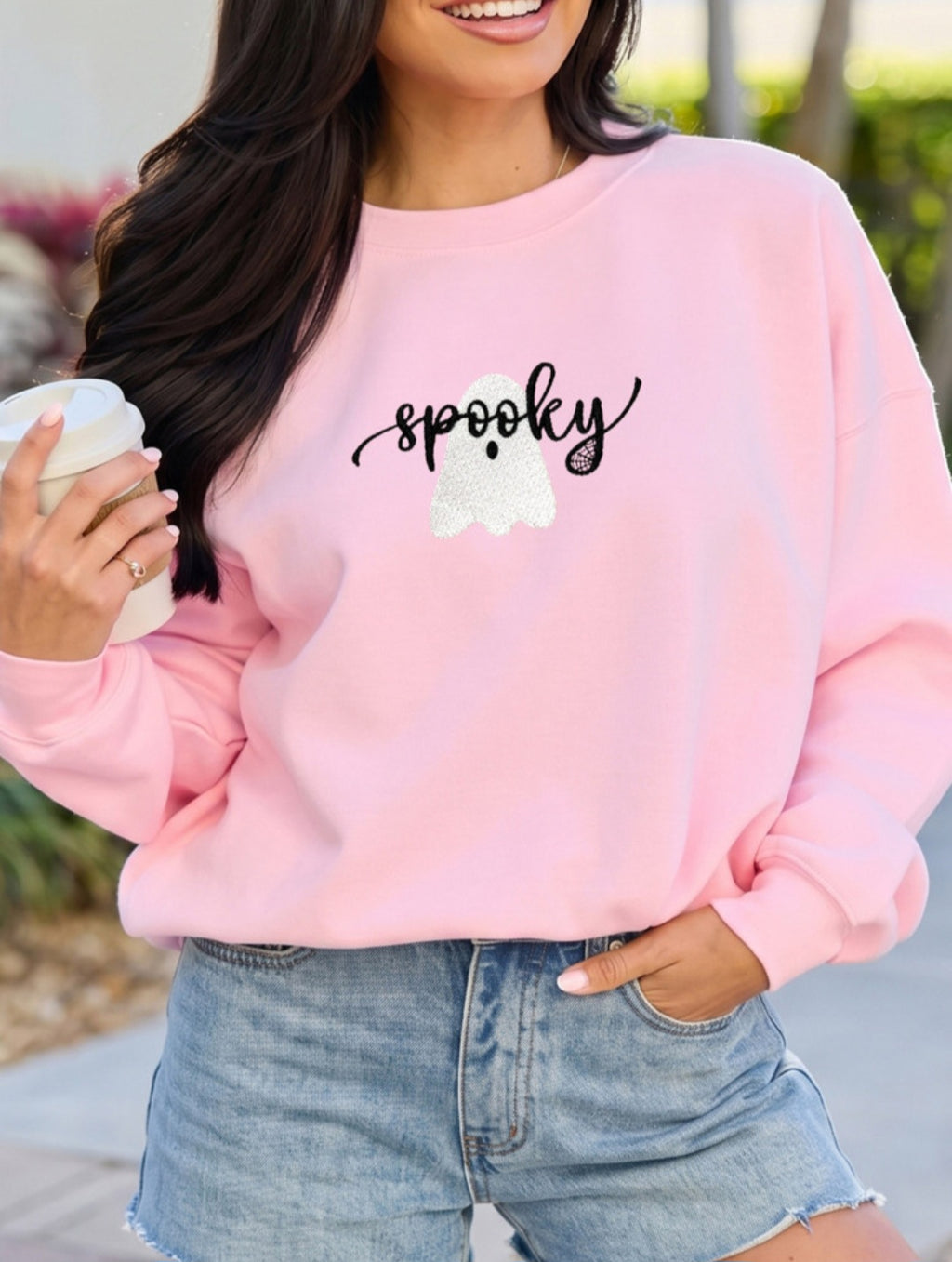 Spooky Pink Embroidered Sweatshirt *PREORDER*
