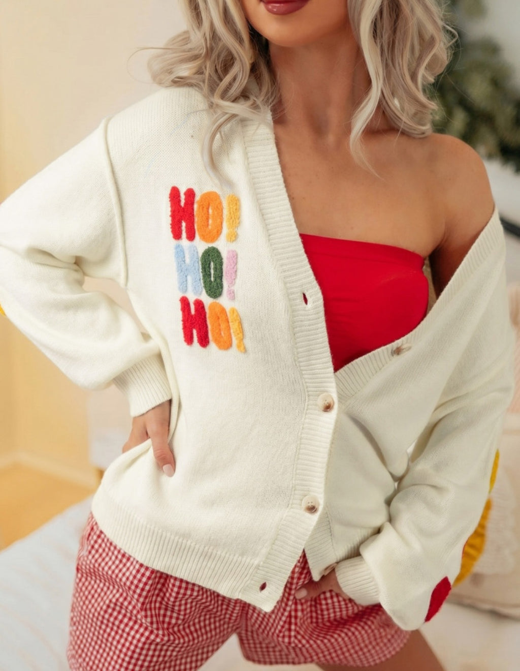 Chenille Embroidered Christmas Cardigan Front/Back *PREORDER*