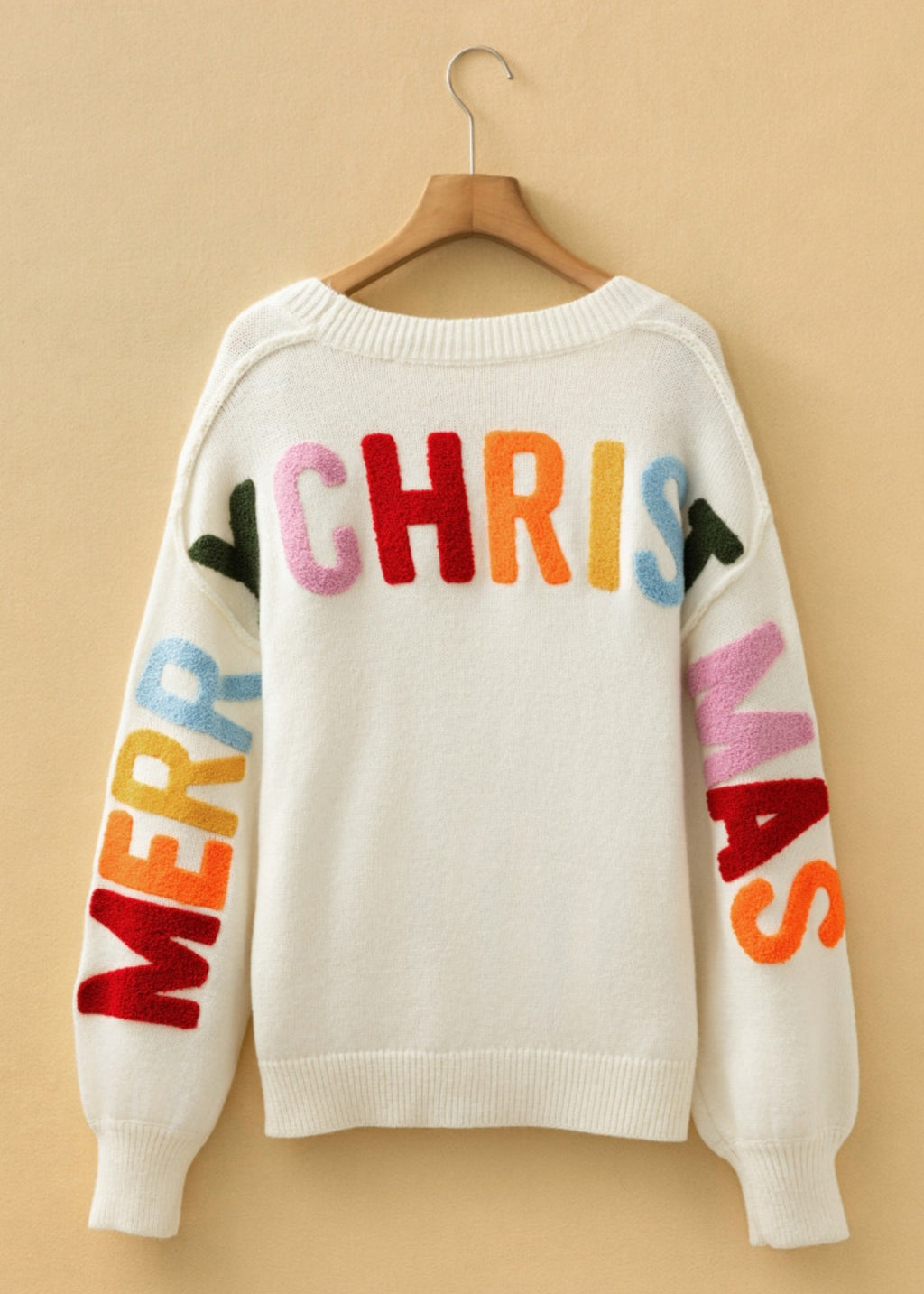 Chenille Embroidered Christmas Cardigan Front/Back *PREORDER*