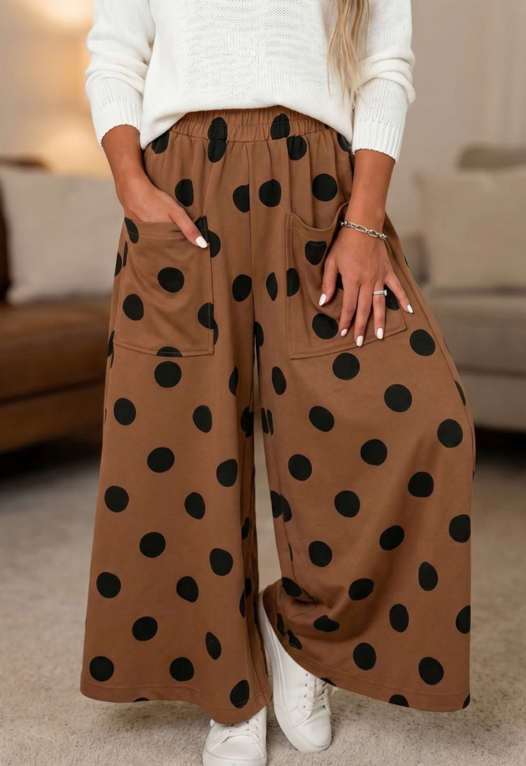 Wide Leg Polka Dot Pull-on Pants *PREORDER*