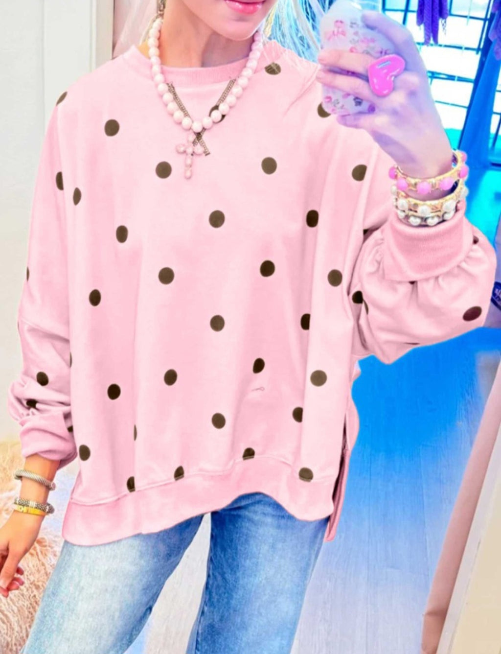 Pink Brown Polka Dot Tunic *PREORDER*