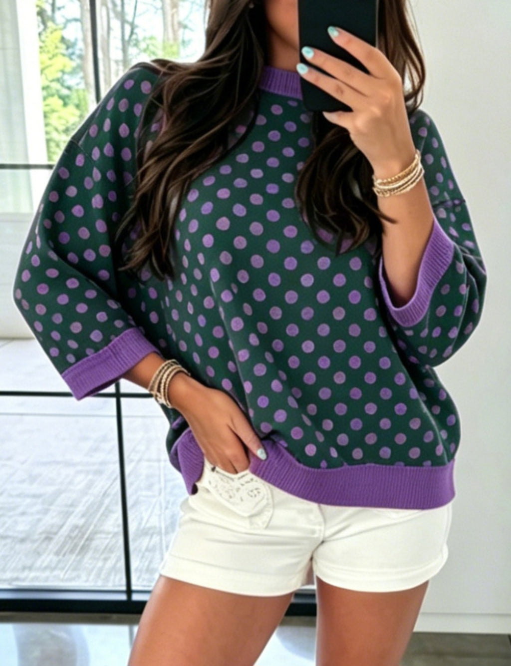 Bracelet Sleeve Polka Dot Top *PREORDER*
