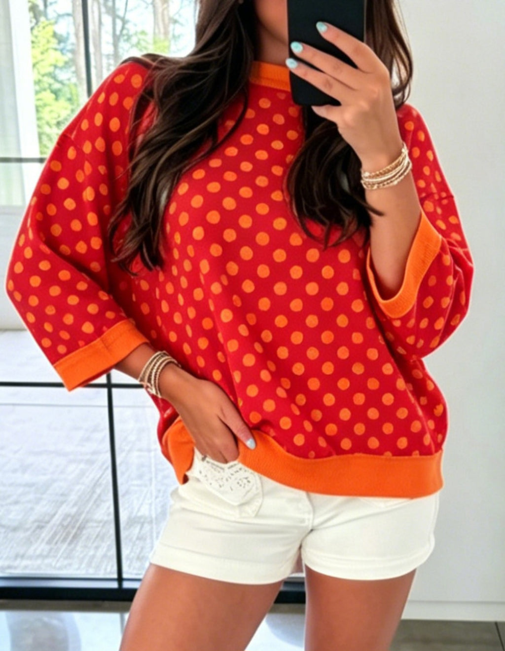 Bracelet Sleeve Polka Dot Top *PREORDER*