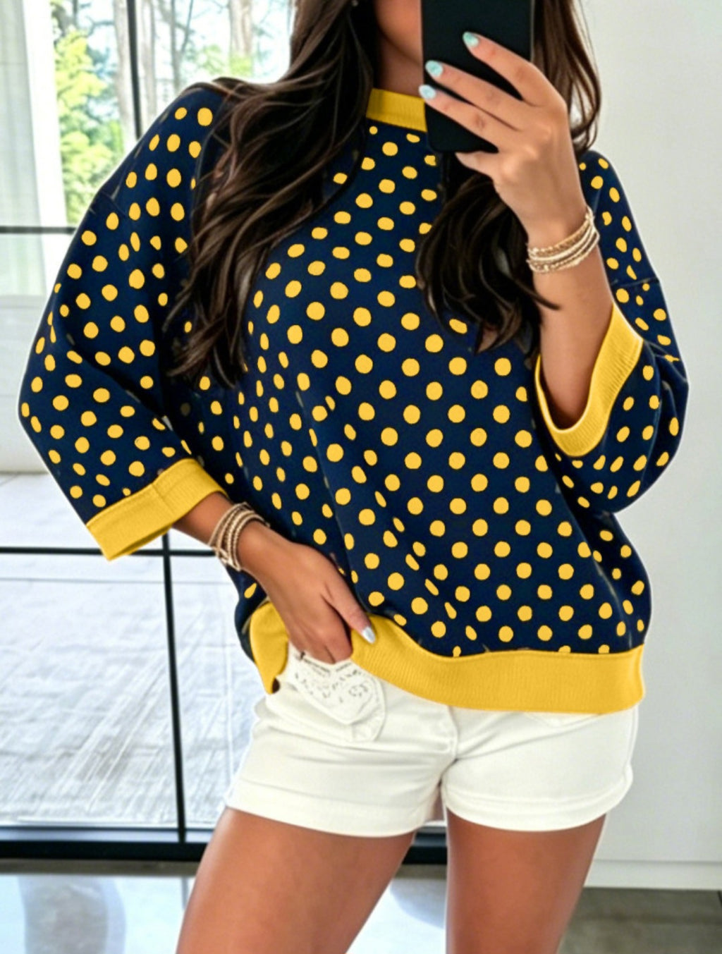 Bracelet Sleeve Polka Dot Top *PREORDER*