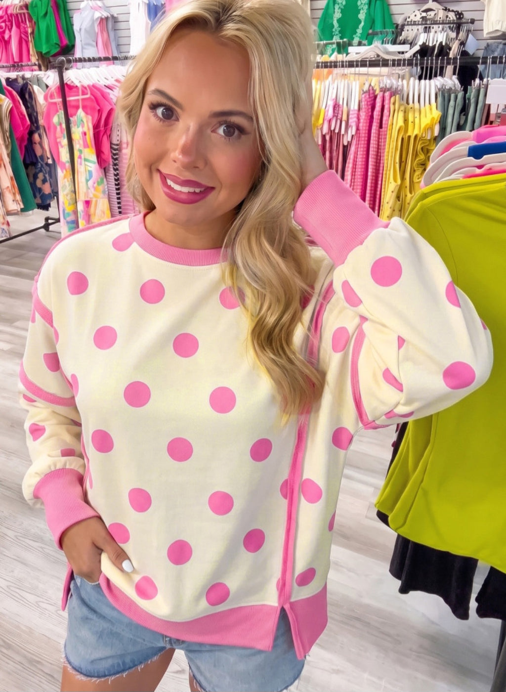 Polka Dot Performance Pullover Exposed Seam *PREORDER*