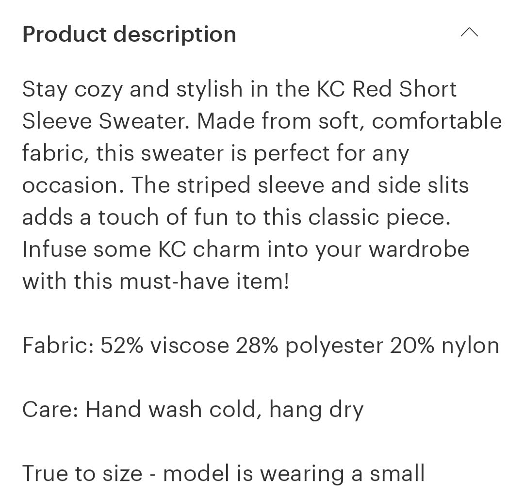 KC Red Short Sleeve Sweater *PREORDER*