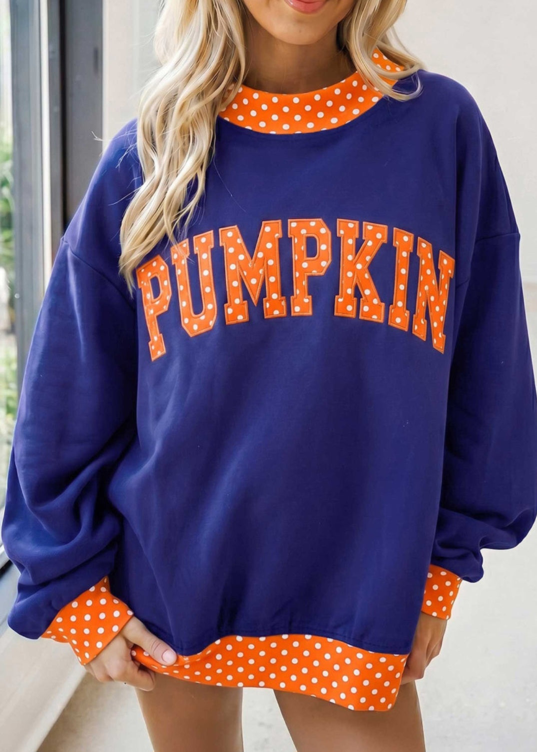 Polka Dot Pumpkin Mock Neck Sweatshirt *PREORDER*