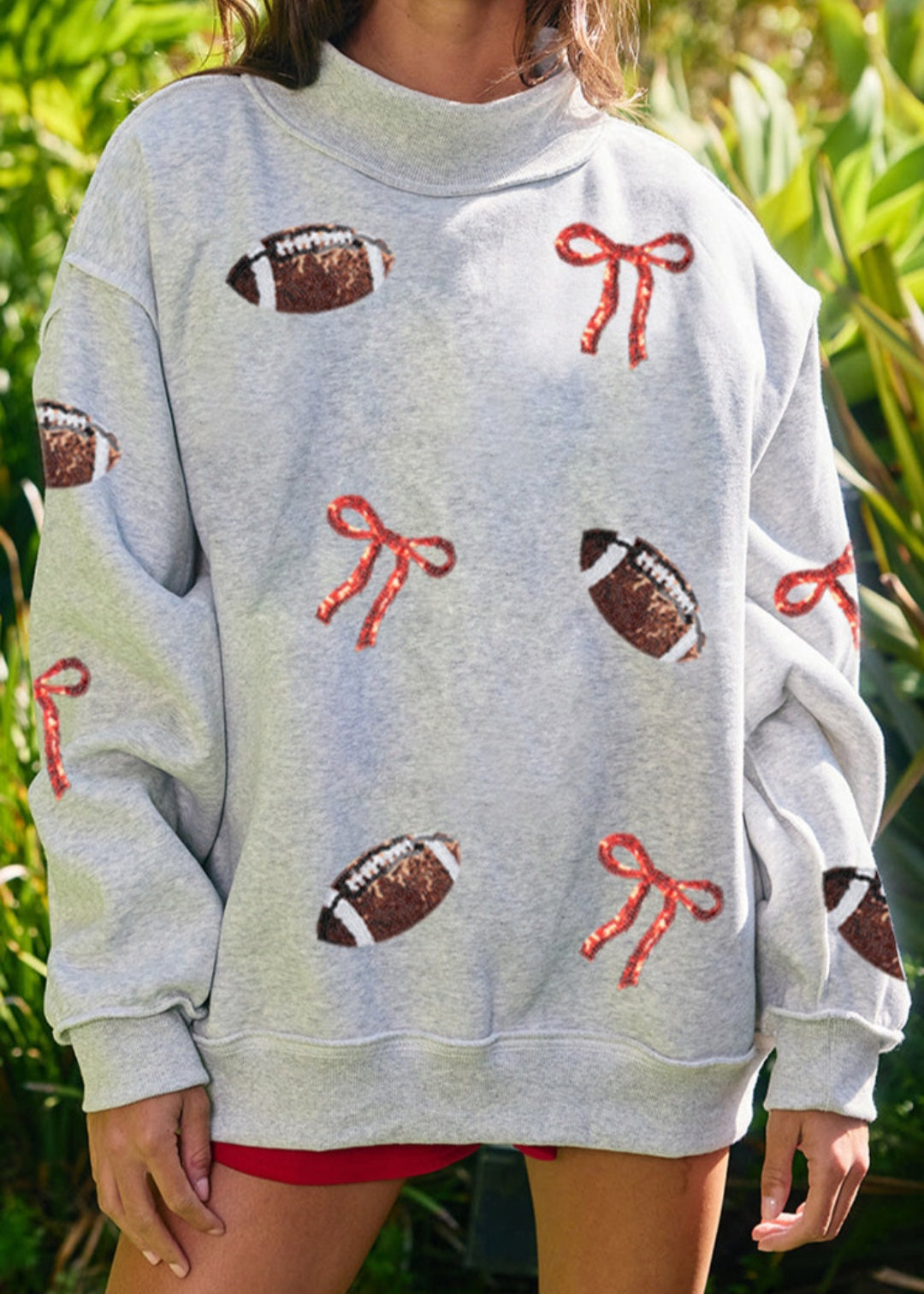 Football Sequin Mock Neck Sweatshirt *PREORDER*